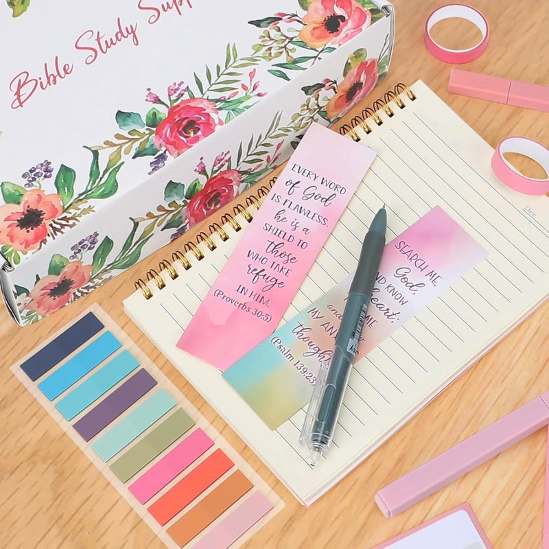 YOPCDJ Bible Study Supplies,Bible Journaling Kit for Women,Bible Study Kit with Pens,Highlighters,Tabs,Bible Bookmark,Notebook,Sticky Notes,Bible Accessories,Beginner Christian Gifts - Image 2